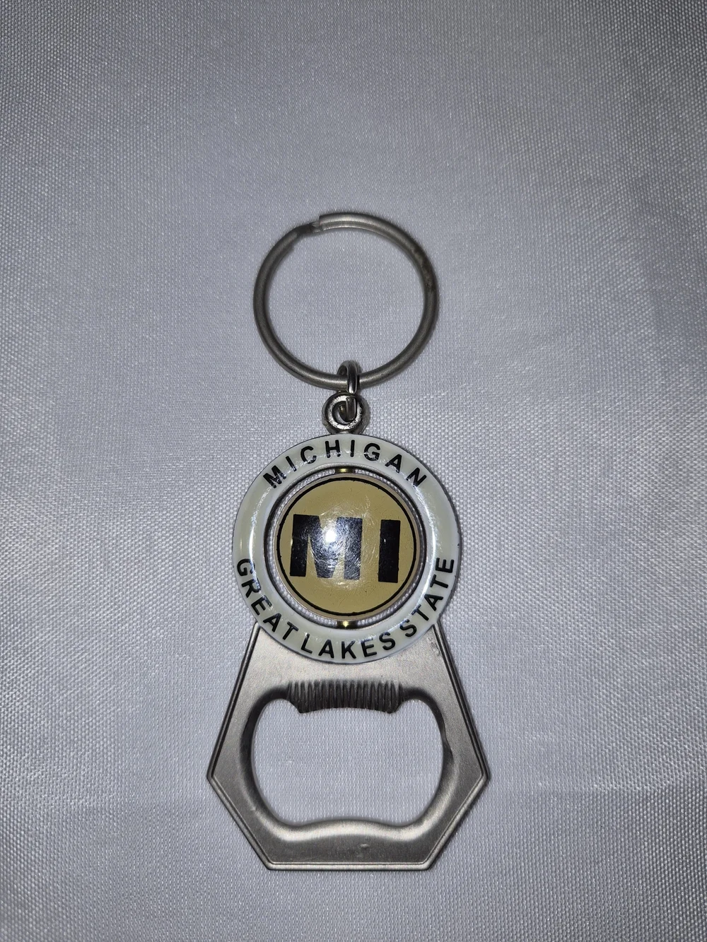 Michigan Great Lakes State Silver Bottle Opener Keychain